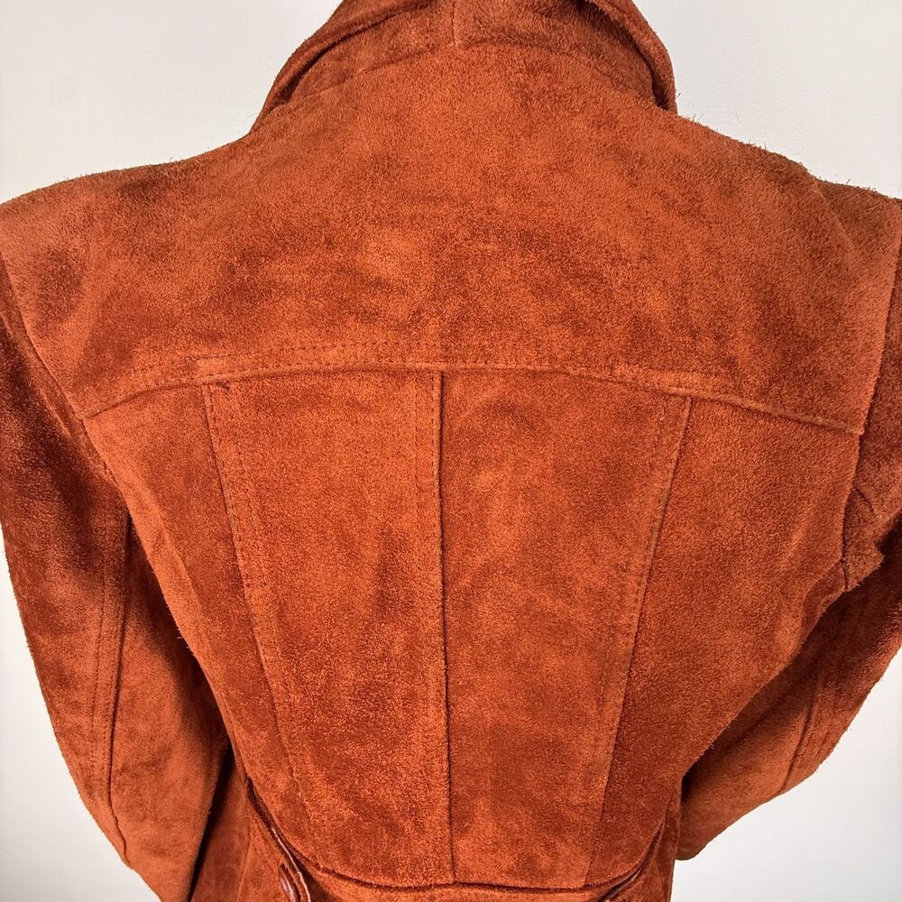 Vintage 70s Rust Orange Suede Leather Blazer Jacket Trappeur Korea - Picture 8 of 15